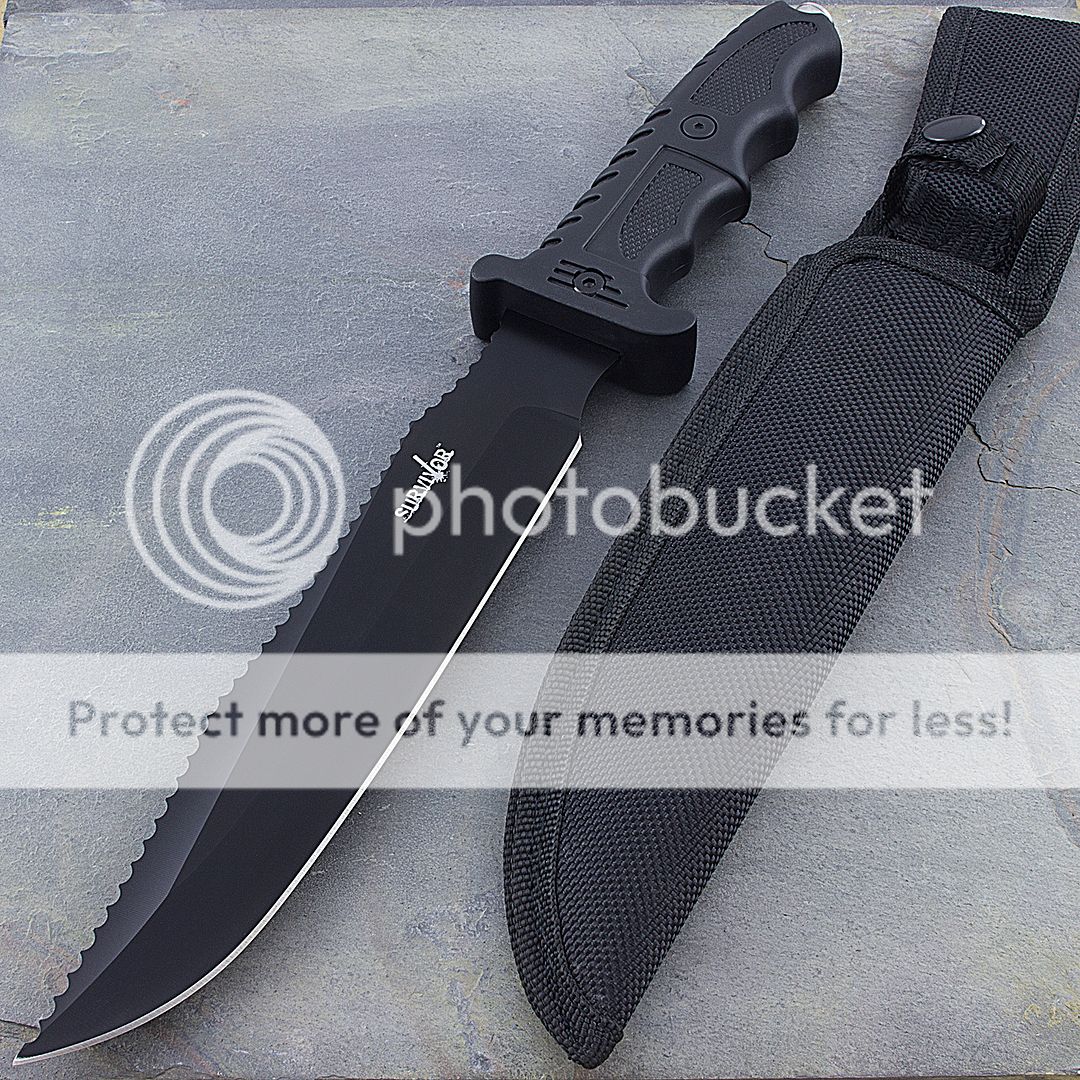 13" SURVIVOR TACTICAL BOWIE HUNTING KNIFE w/ GLASS BREAKER Survival Fixed Blade eBay